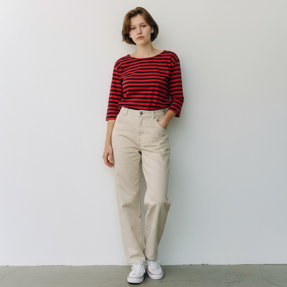 Tommy Hilfiger Women’s Medium Red & Navy Striped Pullover Sweater Cotton/poly